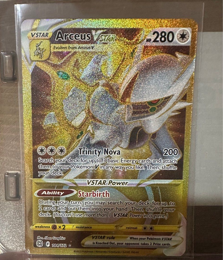 Vstar Arceus v star pokemon gold, Hobbies & Toys, Toys & Games on Carousell