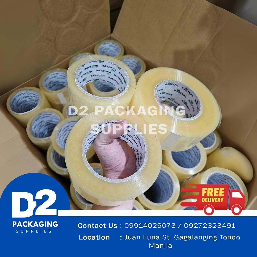 [WHOLESALE] CLEAR PACKAGING TAPE (Category: Craft Supplies & Tools) located in Caloocan City. Submitted by x311ntt0s12e21 (Listing ID 1318842626, Image 1). Description: CLEAR PACKAGING TAPE Size : 2x50 (144 rolls per box) 2x100 (144 rolls per box) 2x200 (90 rolls per box) 2x300 (72 rolls per box) Color : Clear Micron : 43 🎉 Min purchase of 1 box for wholesale prices 🎉 FREE DELIVERY within Metro Manila 🎉 WITH FREEBIES 🎉 More discount for 3 box