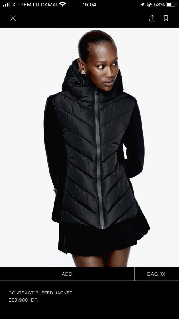 Zara CONTRAST PUFFER JACKET Fesyen Wanita Pakaian Wanita Baju Luaran di Carousell