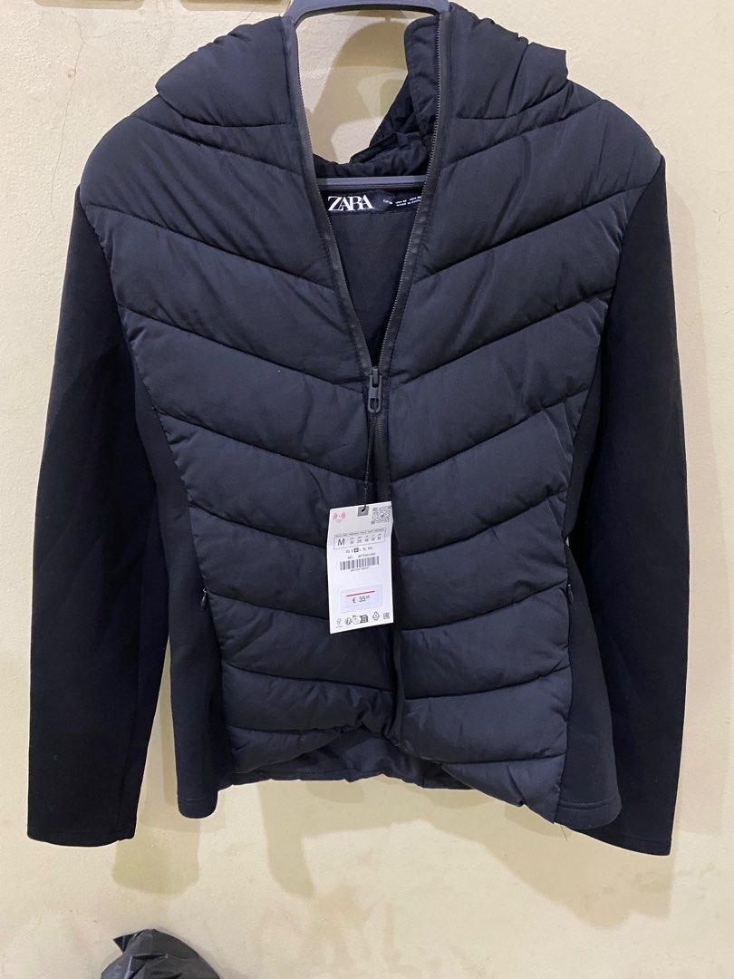 Zara CONTRAST PUFFER JACKET Fesyen Wanita Pakaian Wanita Baju Luaran di Carousell