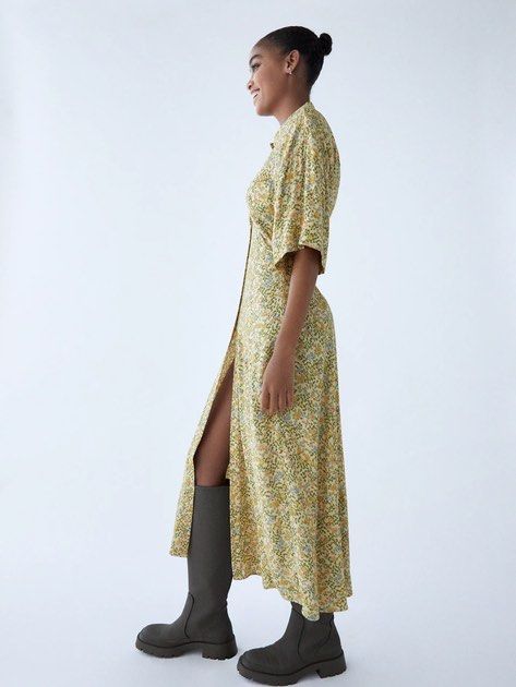 Gold shirt dress zara cheap