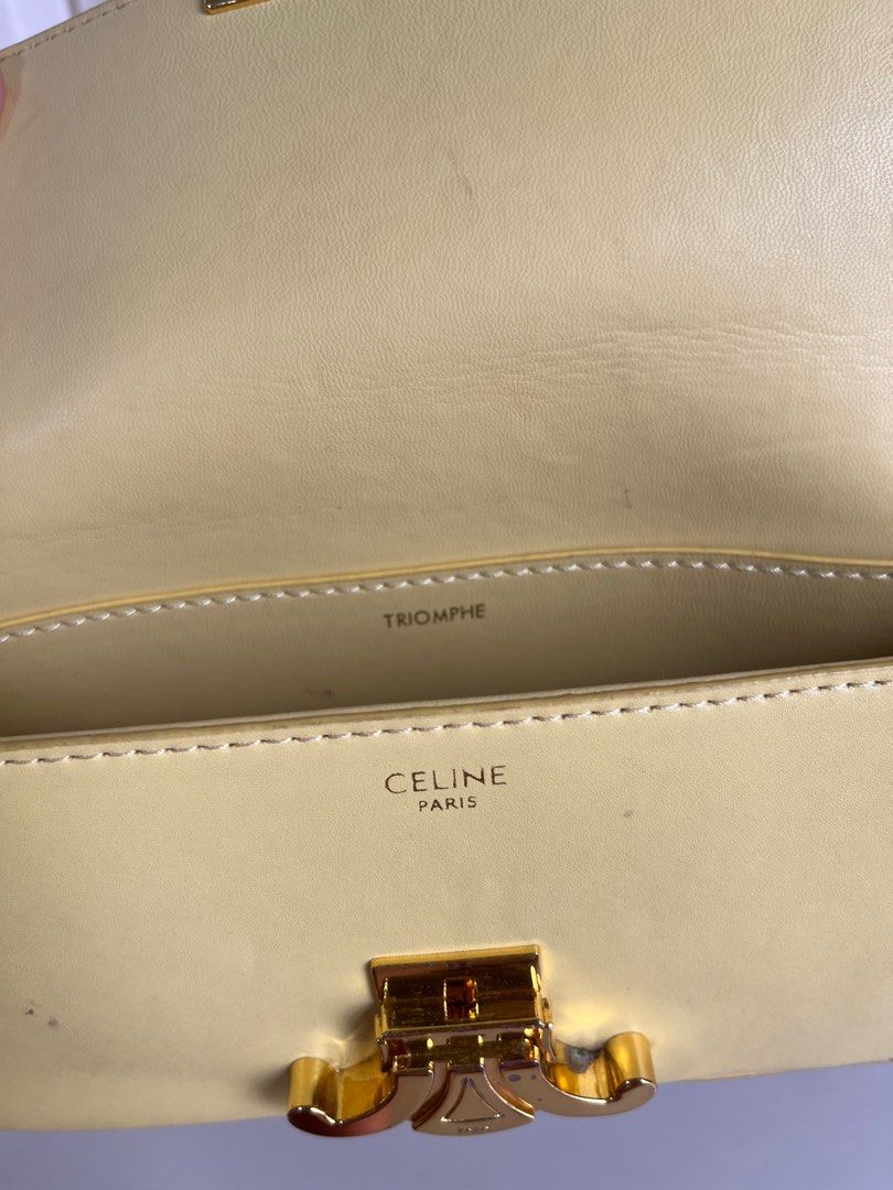 2021 Celine Women Triomphe Shoulder Bag in Shiny Calfskin-Yellow