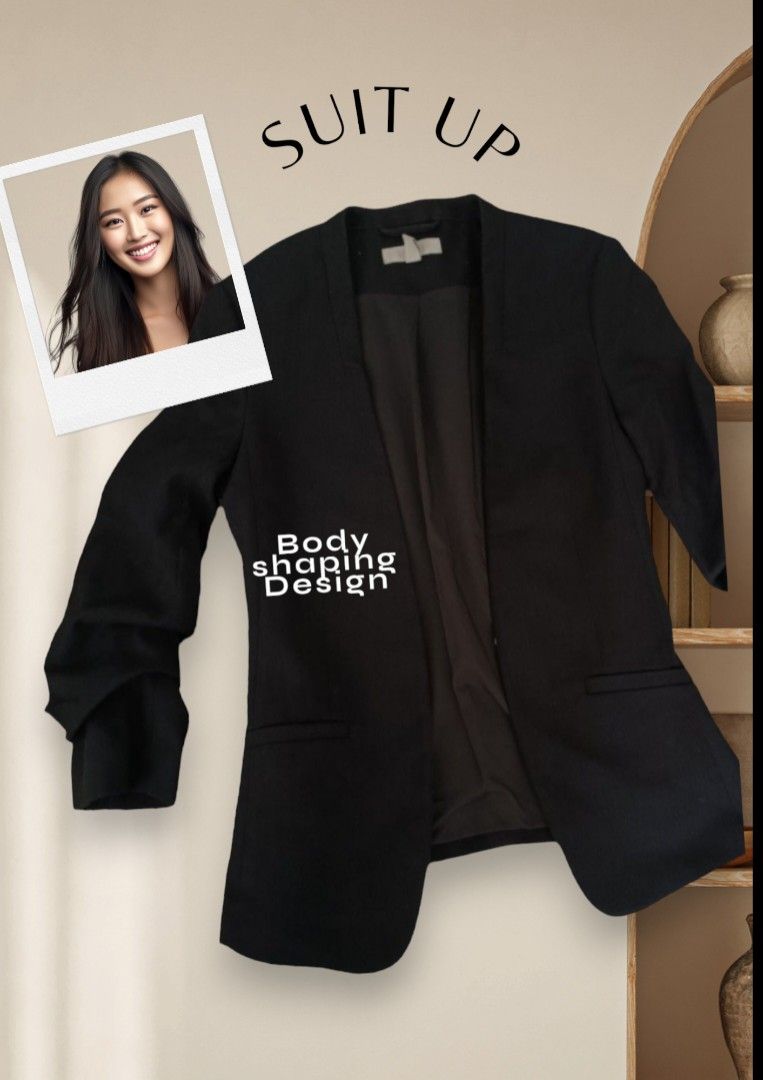 50 H M Women Black Quality Blazer Body Shaper Best Design Sporty Cut Size S Women s Fashion Coats Jackets and Outerwear on Carousell