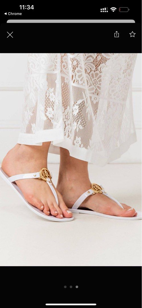 299 1120 2 100 Lauren Ralph Lauren Sarahfina White Logo Jelly Sandals Carousell