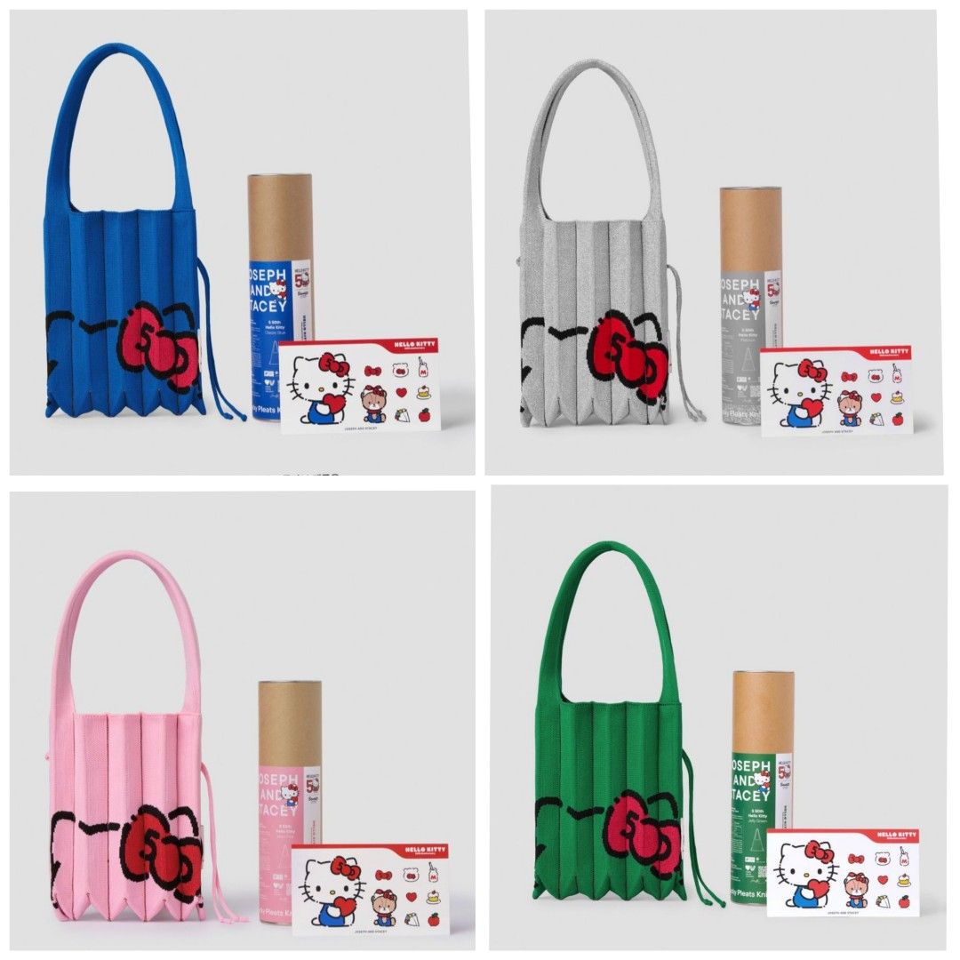 韓国人気[JOSEPH&STACEY] LUCKY PLEATS KNIT S 50TH HELLO KITTY Lucky Pleats Knit Backpack XS 50th Hello Kitty Platinum