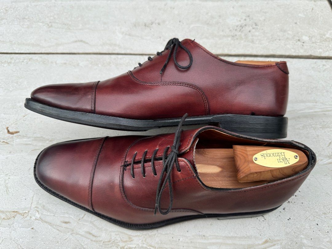 Allen Edmonds Exchange Place Burgundy Captoe Oxford US 9D 27cm Vibram Half Soles Men s Fashion Footwear Dress shoes on Carousell