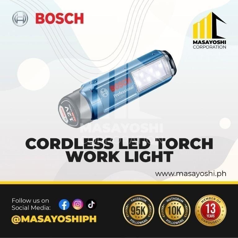 Bosch GLI 120 Cordless LED Torch Work Light Bare Flashlight Bosch LED Commercial Industrial Industrial Equipment on Carousell