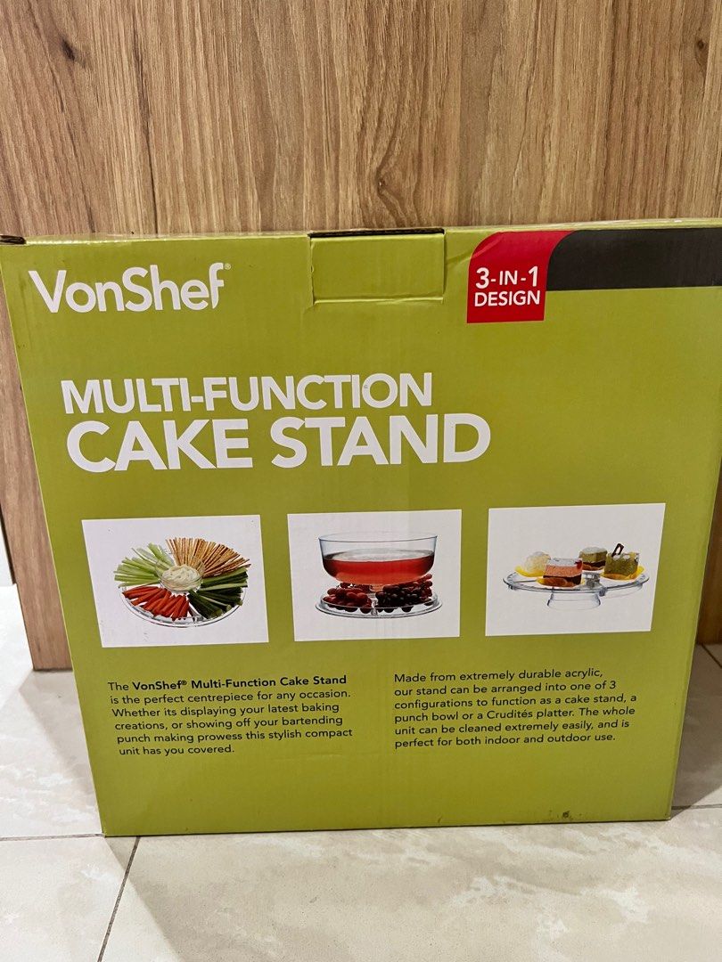 Cake stand - mutli function (Category: Other Home Appliances) located in Singapore. Submitted by seaturtle_123 (Listing ID 1318970557, Image 2). Description: Vonchef multi function cake stand as seen in picture. Almost brand new! Self collection @punggol.