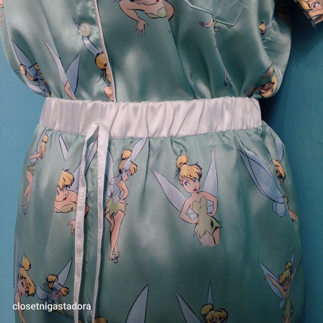 Disney Tinkerbell Silk Sleepwear Pair Women s Fashion Undergarments Loungewear on Carousell