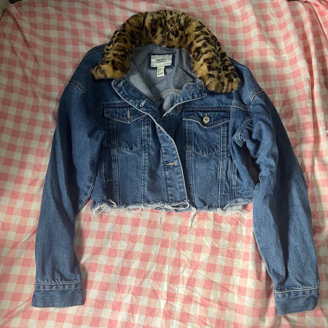 Forever 21 denim jacket with fur hotsell