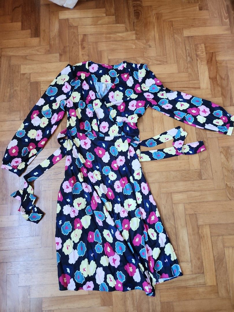 navy blue dress for baby girl KATE SPADE DRESS FALLING FLOWER WRAP DRESS SIZE 0
