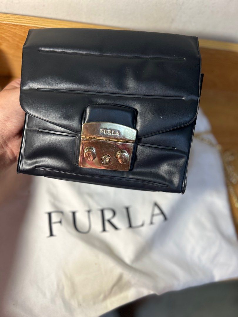 Furla Metropolis Oxygen Black PVC Chain Crossbody Bag Luxury Bags Wallets on Carousell