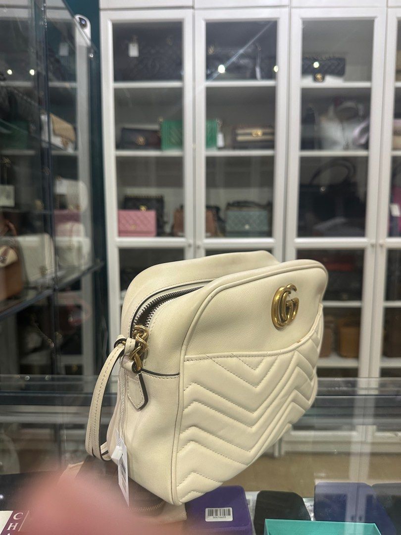 Gucci GG Marmont Off White Matelasse Camera Medium Bag