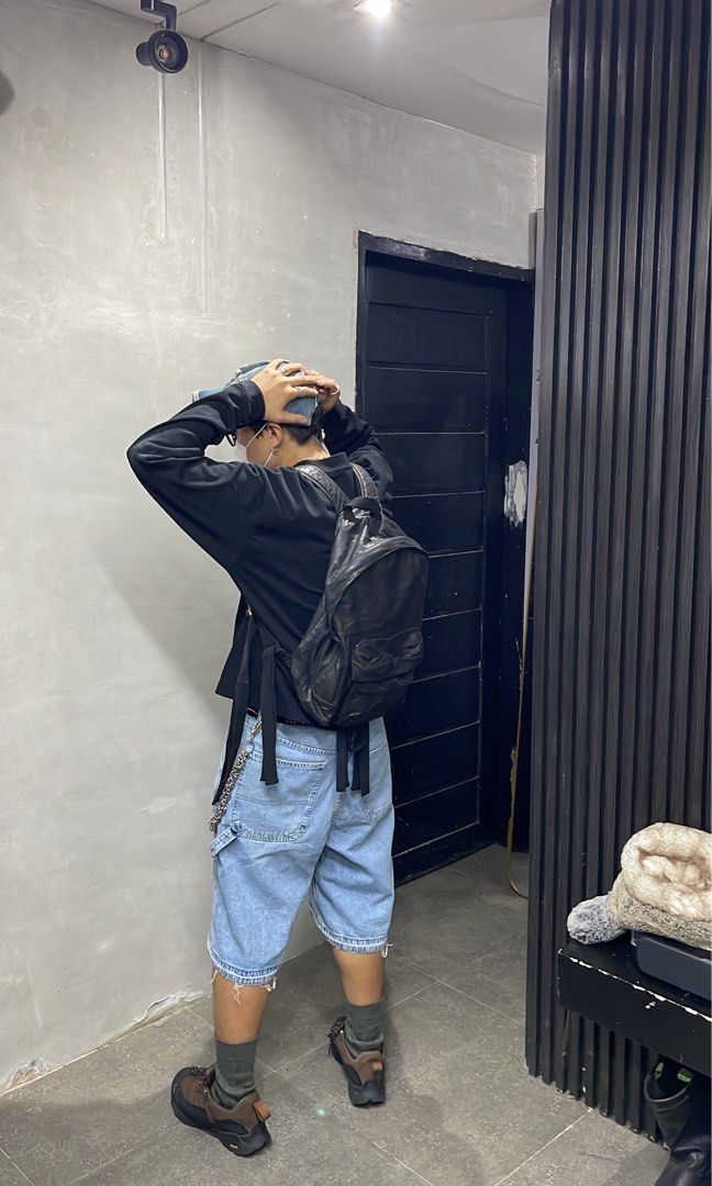 Leather bondage backpack (Category: Luxury Bags & Wallets) located in Manila. Submitted by allinthiswall (Listing ID 1319016242, Image 1). Description: soft genuine full lambskin leather black bondage backpack., riri zips knows wasssuuhh’., strrapps all over., inside small front pockets are also got leather liners., lightweight jawwn., can be a fashion statement piece when u walk ousside afaik,, chic baccpacc measures 17’ wide by 17,5 inches long