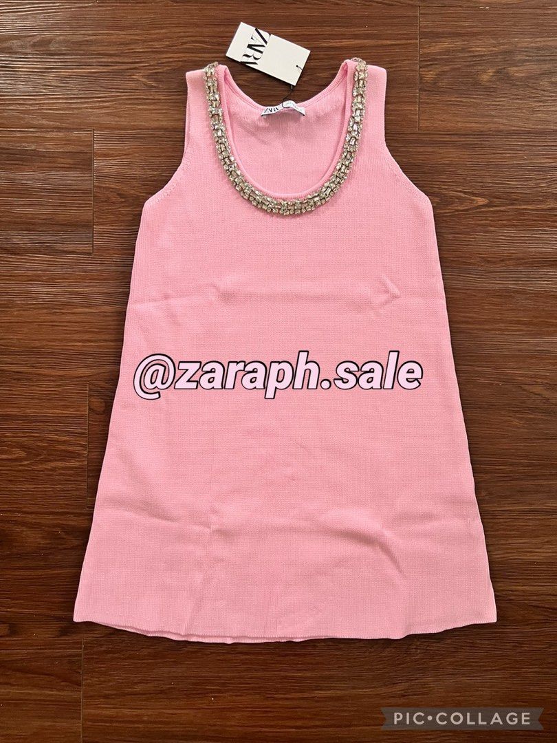 Super SALE Zara Knit Dress with Rhinestones Pink (Retail Price: P4,395),  Women's Fashion, Dresses & Sets, Dresses on Carousell