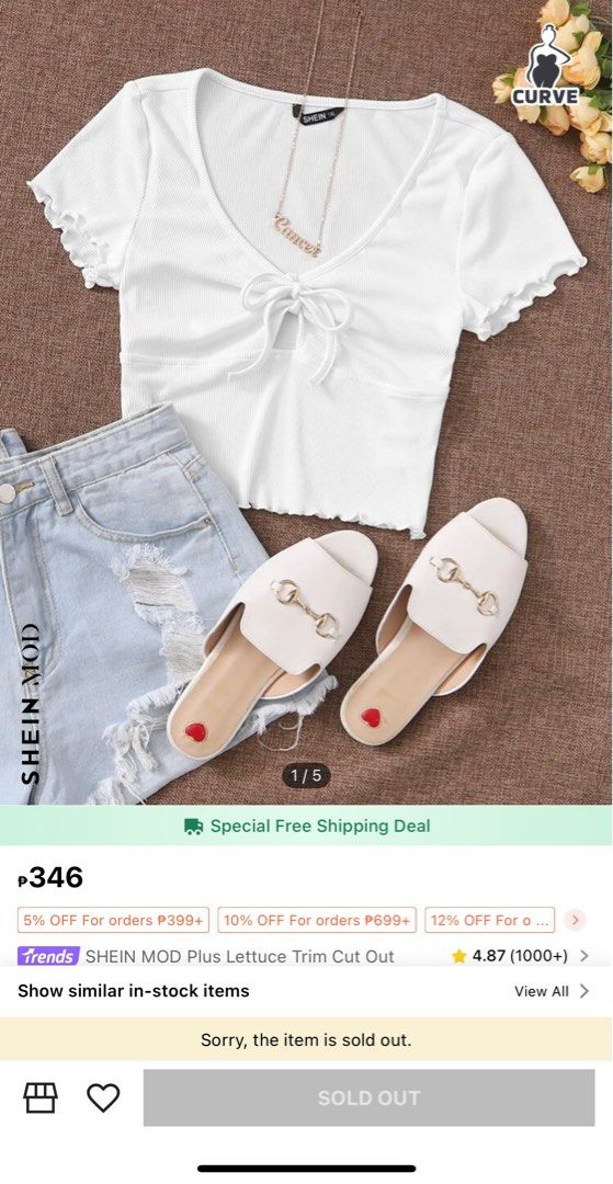 SHEIN Crop Top (SOLD-OUT IN APP) (Category: Blouses) located in Caloocan City. Submitted by declutteringirlie (Listing ID 1319137366, Image 1). Description: NEVER USED! Size 0xl. Doesn’t suit me. 😅 from Shein app Bought for ₱214, selling it for just ₱120. .