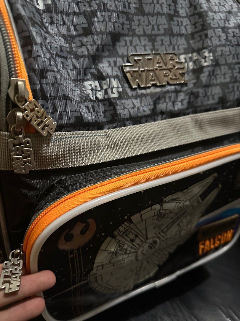 Star Wars Light Up Backpack with Trolley and Rain Cover (Category: Backpacks) located in Marikina City. Submitted by infinite.loops (Listing ID 1319048184, Image 2). Description: Like New No issues Seldomly used Light up With separate trolley With Rain Cover With free pencil case.