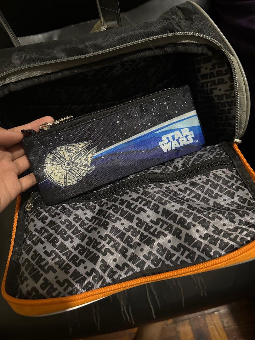 Star Wars Light Up Backpack with Trolley and Rain Cover (Category: Backpacks) located in Marikina City. Submitted by infinite.loops (Listing ID 1319048184, Image 3). Description: Like New No issues Seldomly used Light up With separate trolley With Rain Cover With free pencil case.