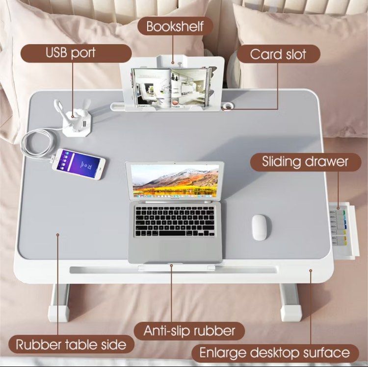 Table for study/work (Category: Tables & Sets) located in Singapore. Submitted by lofihoook (Listing ID 1319108544, Image 2). Description: •usb pod •top sale •dlvry within 1 week •height adjustable • colours= black,white&wooden.