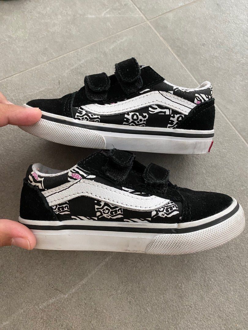 Vans Old Skool Velcro Kids Black Babies Kids Babies Kids Fashion on Carousell