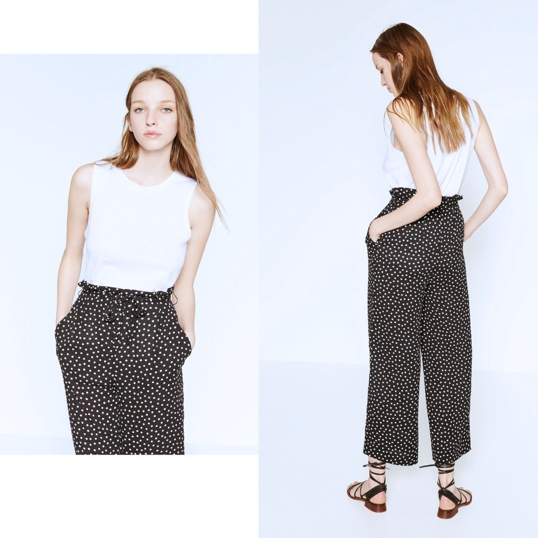 Polka dot paperbag trousers clearance