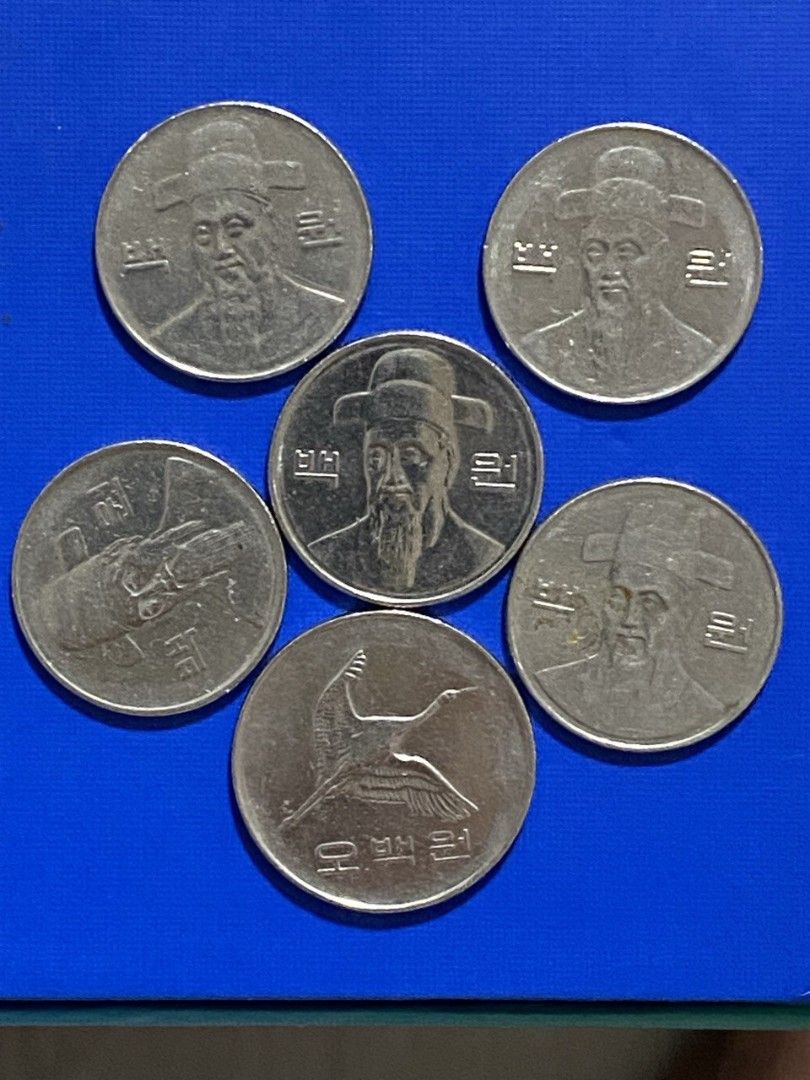 500/100 Korean Won coins, Hobbies & Toys, Memorabilia & Collectibles,  Currency on Carousell