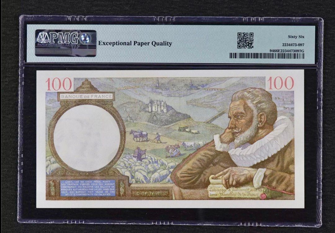 法國1939~1942 100法郎PMG66 EPQ, 興趣及遊戲, 收藏品及紀念品, 錢幣- Carousell