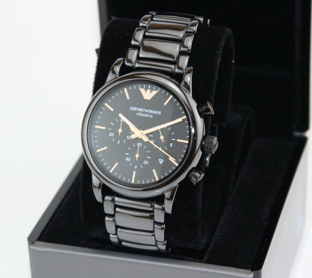 BIG SALE AR1509 Emporio Armani Ceramic Analog Black Dial Men Watch Black Band