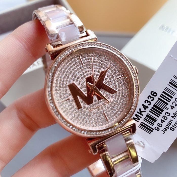 Rose gold mk watch with diamonds shop