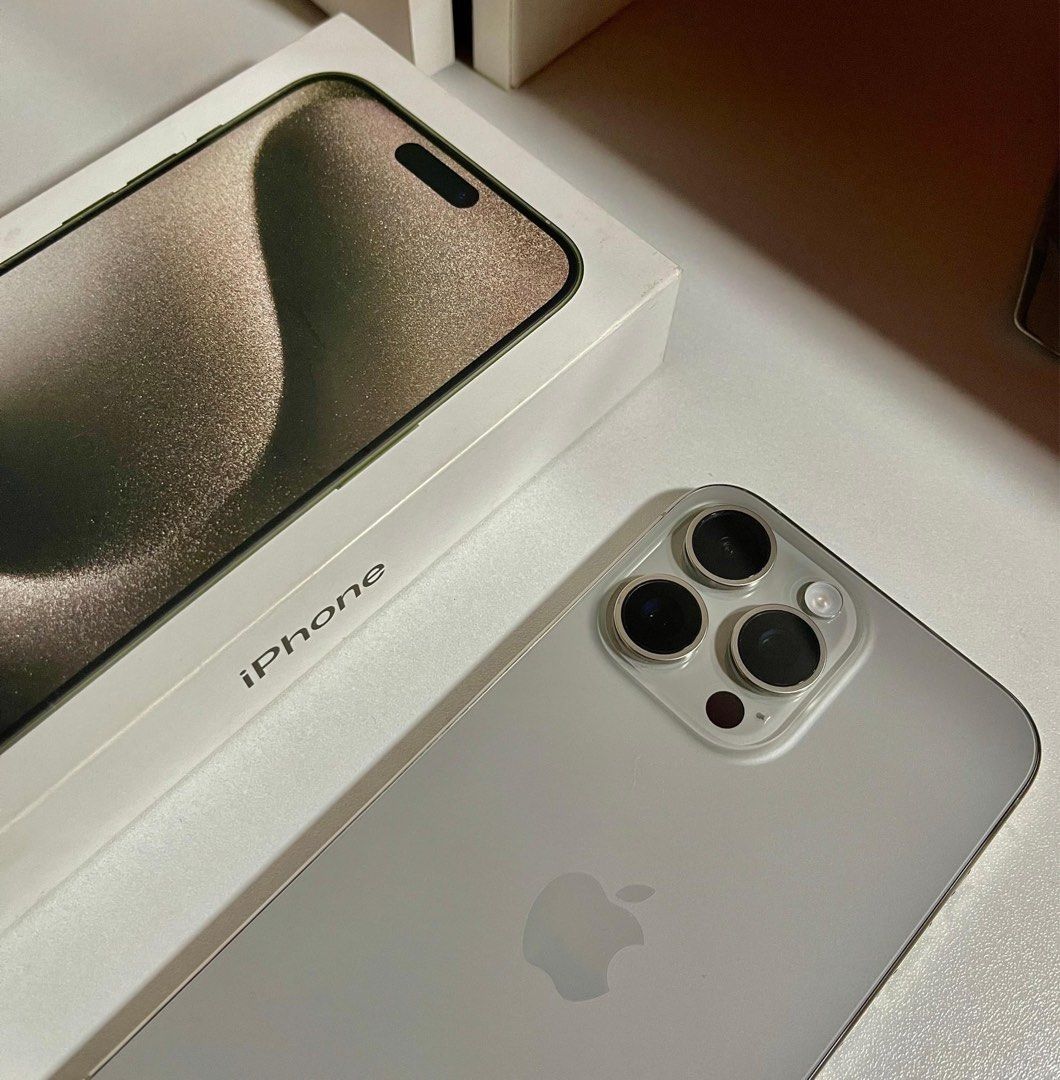 ‼️ Iphone 15 Pro Max 256 GB ‼️ (Category: iPhone 15 Series) located in Manila. Submitted by ecor1998 (Listing ID 1323253805, Image 1). Description: Selling price: 58,000 Natural Titanium Under warranty until December 2024 No issues No dents Inclusions: Original box/manuals Original receipt (bought at Power Mac Greenbelt) Phone cases Cable Type C New Ugreen Type C earphones.