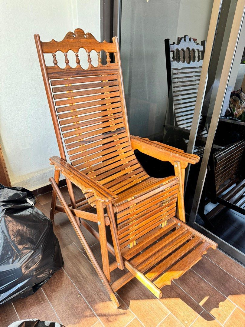 Antique classic bamboo lazy chair Furniture Home Living Furniture Chairs on Carousell