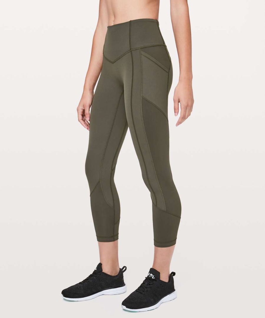 BNWT Lululemon All The Right Places Crop II 23 Dark Olive Size 2 Women s Fashion Activewear on Carousell