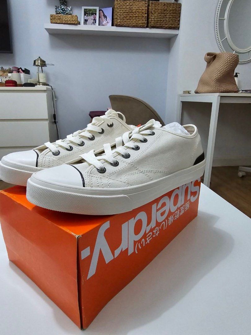Brand New Superdry Trophy Sneakers (Category: Sneakers) located in Taguig. Submitted by shopper09 (Listing ID 1323191138, Image 2). Description: BRAND NEW Superdry Triphy Clasic Low Trainers Sneakers Color: Ecru / white Size: UK 10 / US 11 / EU 44 With box and sticker tags Price: 1800 Slightly nego :) pick up BGC.