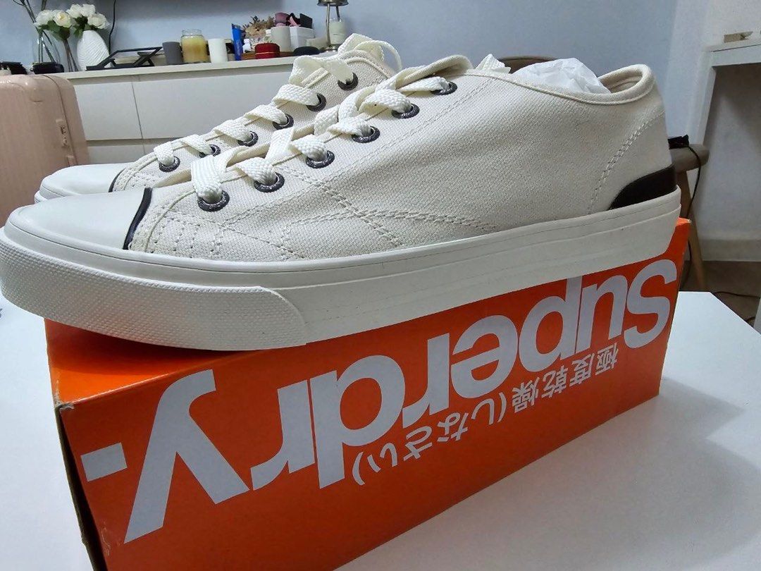 Brand New Superdry Trophy Sneakers (Category: Sneakers) located in Taguig. Submitted by shopper09 (Listing ID 1323191138, Image 3). Description: BRAND NEW Superdry Triphy Clasic Low Trainers Sneakers Color: Ecru / white Size: UK 10 / US 11 / EU 44 With box and sticker tags Price: 1800 Slightly nego :) pick up BGC.