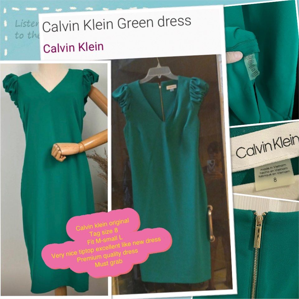 Calvin klein dark green dress discount