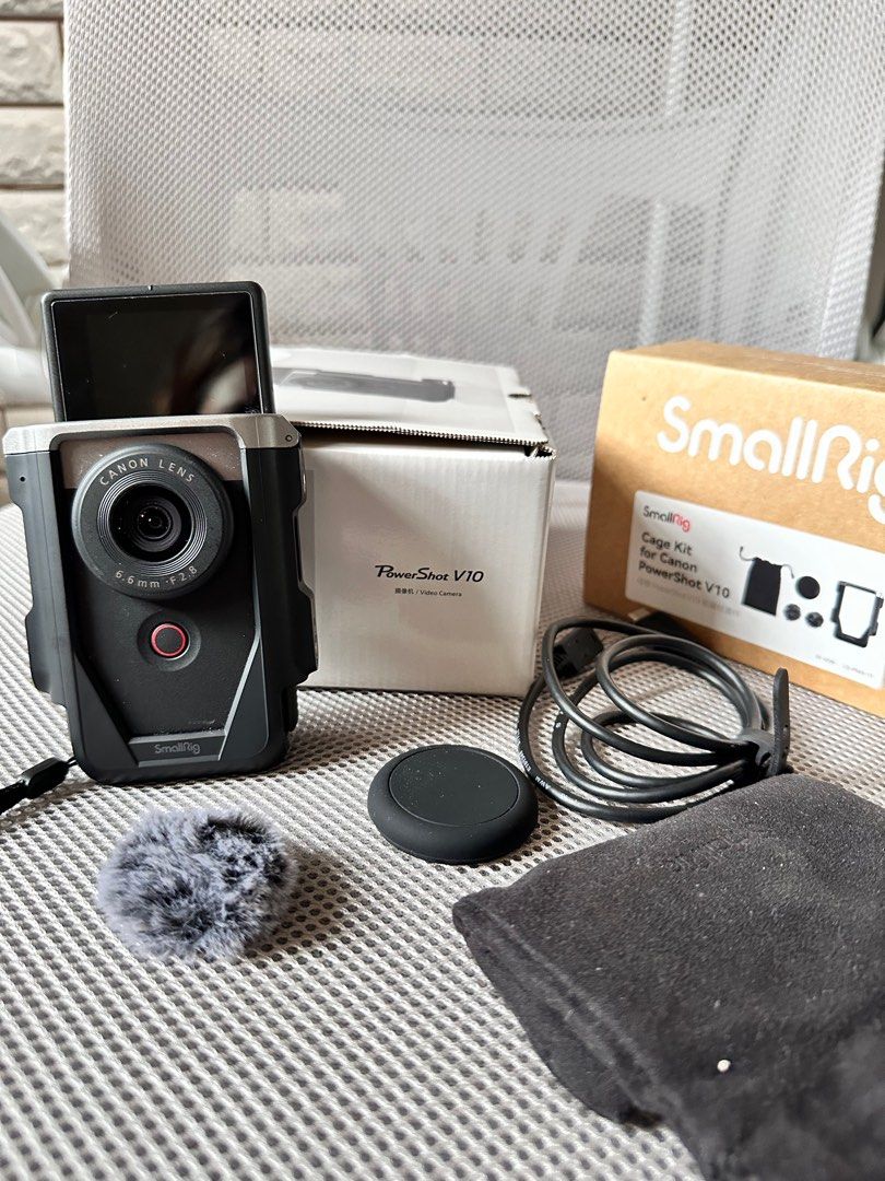 CANON powershot V10 (Category: Video Cameras) located in Cainta. Submitted by kahoywoodcrafts (Listing ID 1323098558, Image 3). Description: Hi! Selling my CANON Powershot V10 bought this last June and used only on my trip to nyc! 📸 RFS: wont be able to use it anymore. Bought for 25k (with receipt) Selling for: 21K NO ISSUES‼️ Inclusions: Unit Box Type C cord ✅FREE Cage kit worth ₱2k (pouch, 1 dead cat, case, lens cover) ✅FREE i installed screen