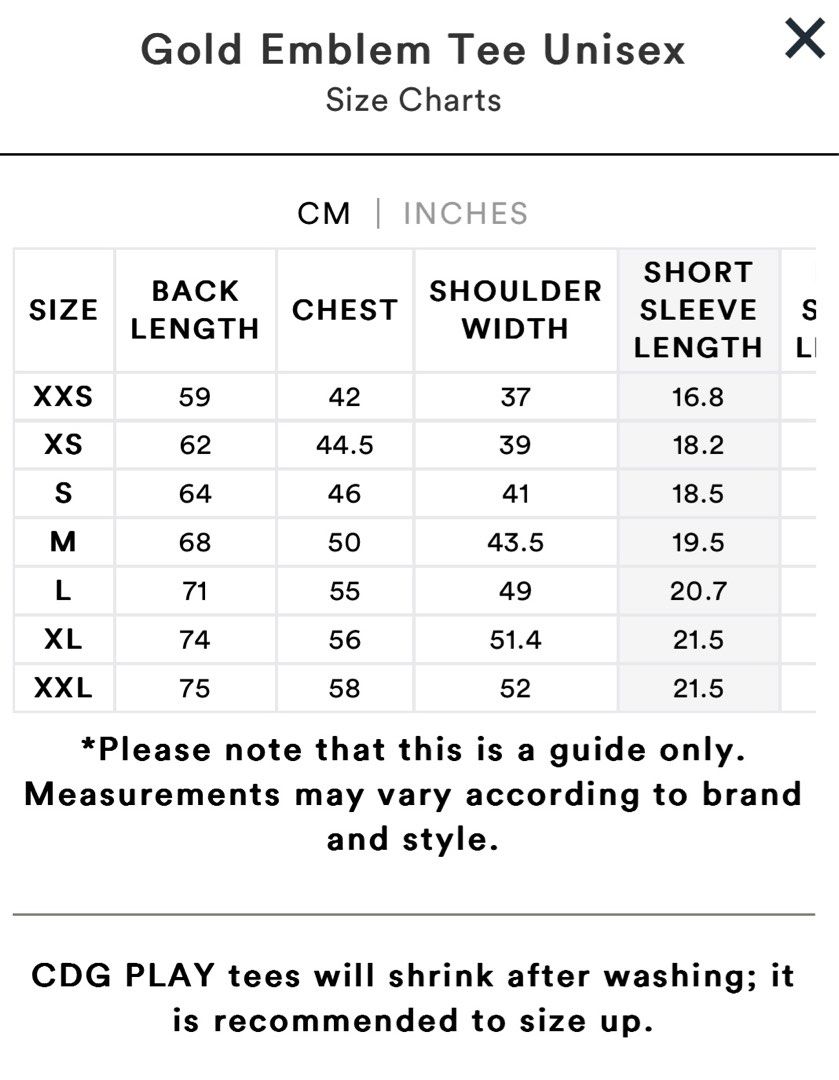 Cdg play shirt sizing discount
