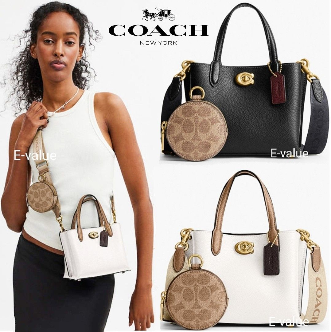 Coach Original Black White Willow Tote Bag 18 With Coin Pouch Crossbody Top Handle Bag For Women Come With complete Set Suitable For Gift Luxury Bags Wallets on Carousell