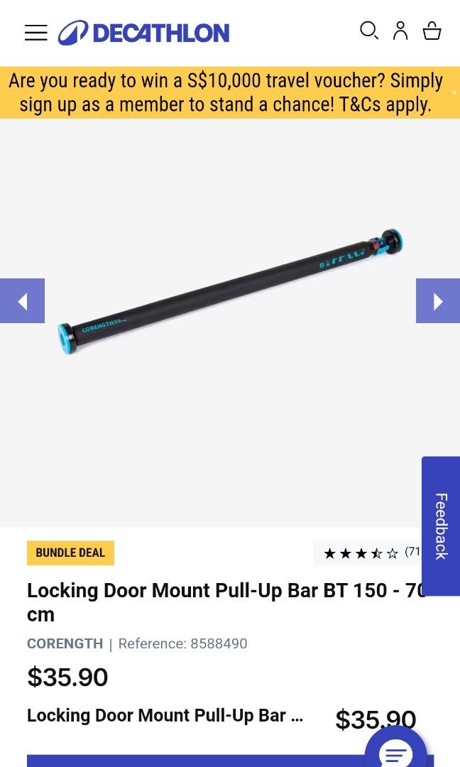 Decathlon Pull up bar 70cm Sports Equipment Exercise Fitness Cardio Fitness Machines on Carousell
