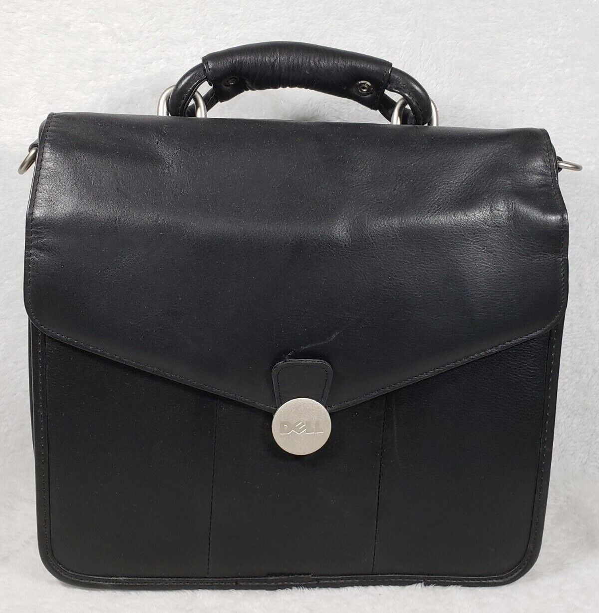 Dell Computer Laptop Deluxe Leather Shoulder Messenger Brief Case Bag Black