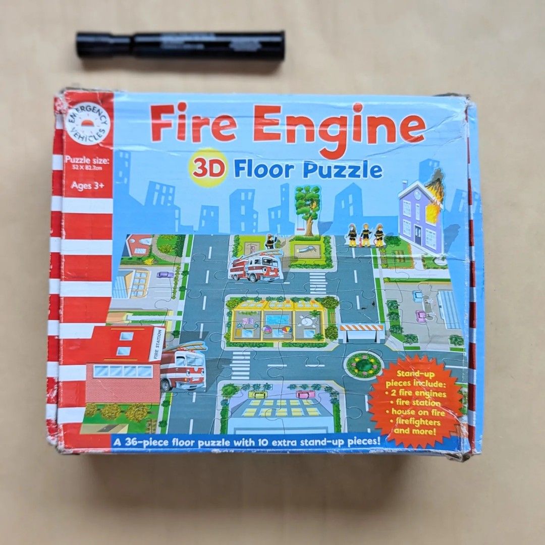 Fire Engine 3D floor puzzle (Category: Board Games & Puzzles) located in Tabaco. Submitted by rtcprelovedcollection (Listing ID 1323215232, Image 1). Description: Condition: Puzzle complete Flaw: Box; stand-up pieces incomplete.