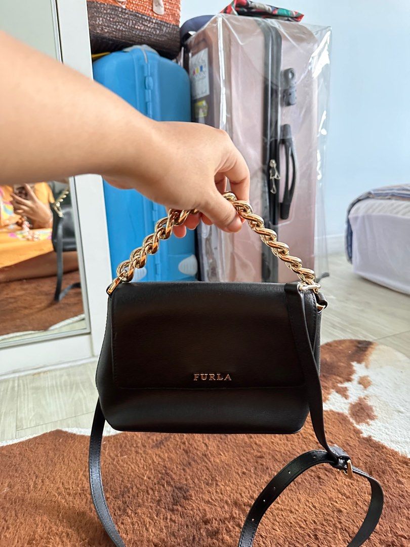 FURLA Gaya Mini Curb Chain Crossbody Onyx