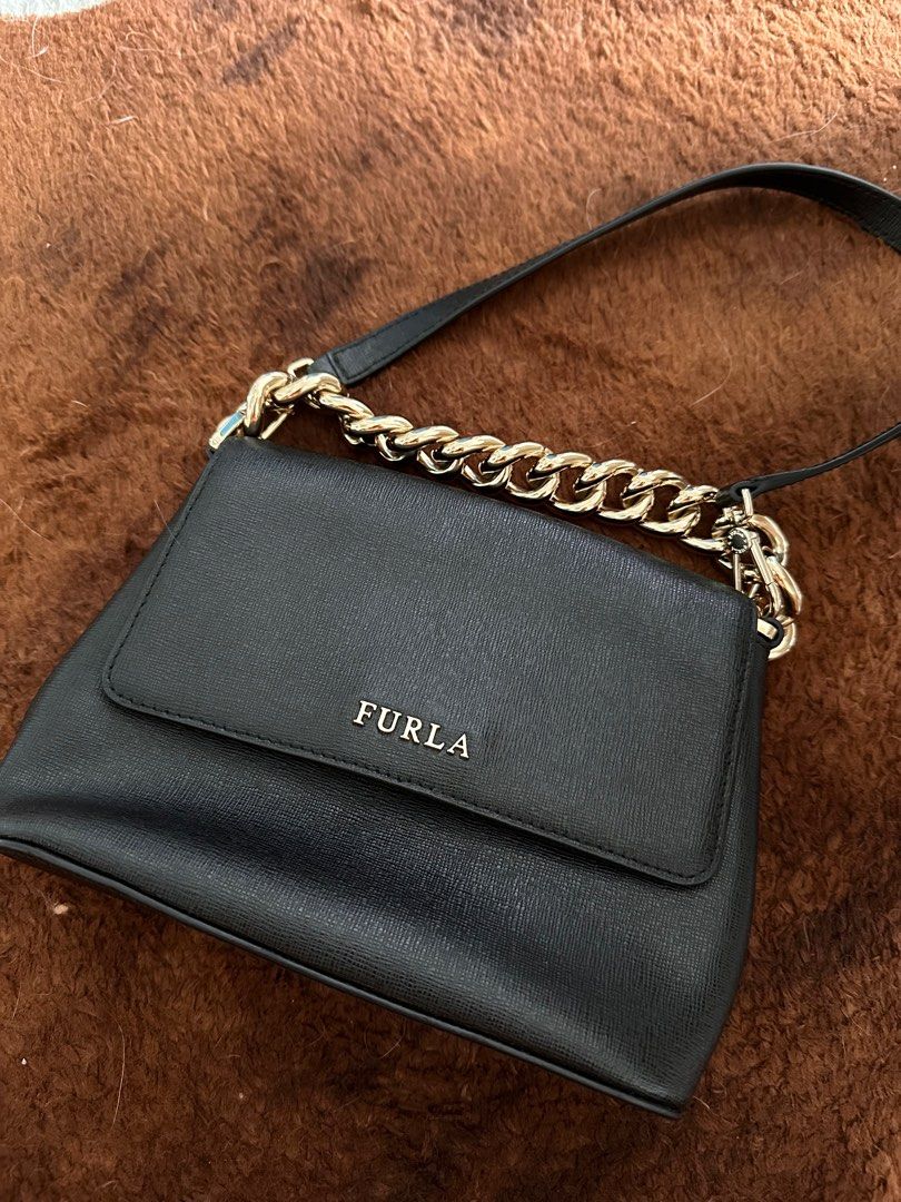 FURLA Gaya Mini Curb Chain Crossbody Onyx