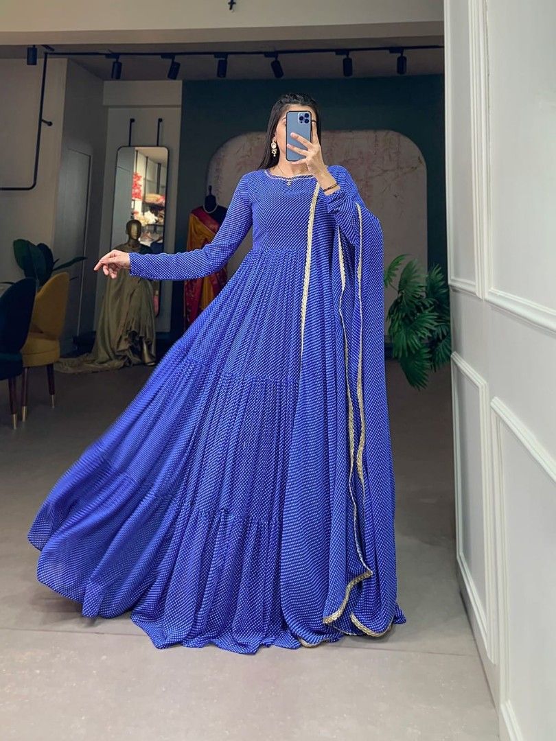 Georgette Full Flare Ready to wear Gown Long Dress, Women's