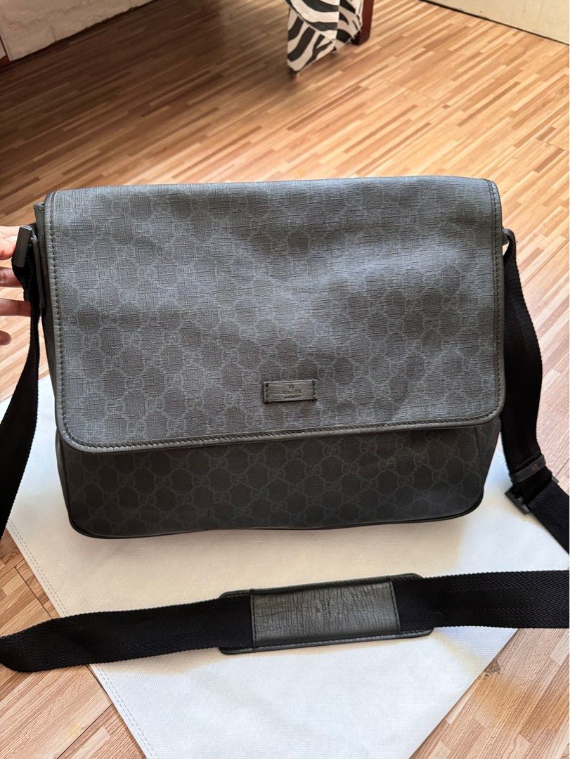 Gucci Black Monogram Messenger Large Bag