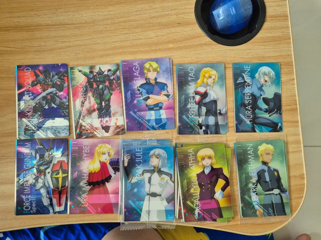 Gundam seed freedom wafer cards (Category: Raw Cards) located in Singapore. Submitted by crimzdawn (Listing ID 1323208244, Image 2). Description: gundam seed freedom wafer cards brand new Normal - $1 Rare - $2 SR Destiny Gundam - $8 SR Carl-Er- A - $8 SR Infinite Justice - $6 UR - Athrun Zala - Infinite Justice - $20.