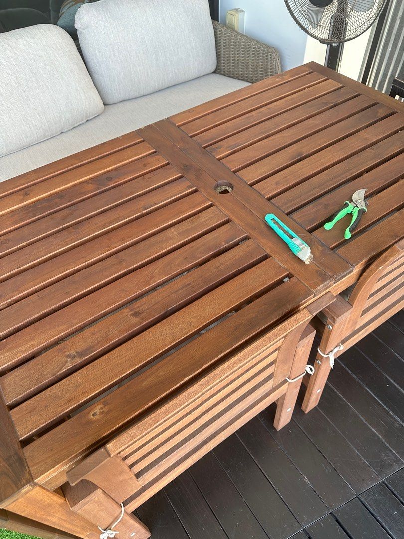 Ikea Applaro outdoor dining table 2 chairs expandable no direct sun RTP 650 Furniture Home Living Furniture Tables Sets on Carousell