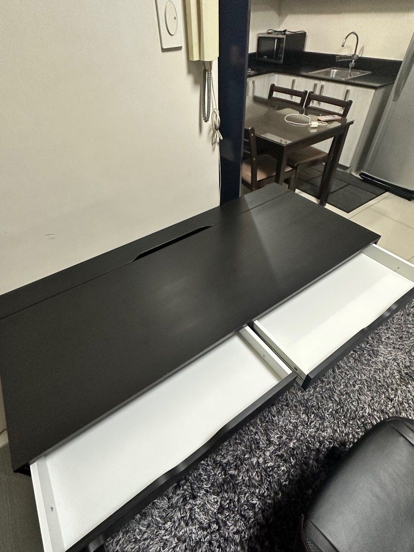 Ikea Study/Computer Desk (Category: Tables & Sets) located in Caloocan City. Submitted by shopmarxi (Listing ID 1323083893, Image 2). Description: - Ideal for home/office use! - Black-brown, 100x48 cm (39 3/8x18 7/8 “) - Original from IKEA - Like new, no issues - Swipe for detailed dimensions - RFS: Moving out! Loc: Taft Ave., Manila.