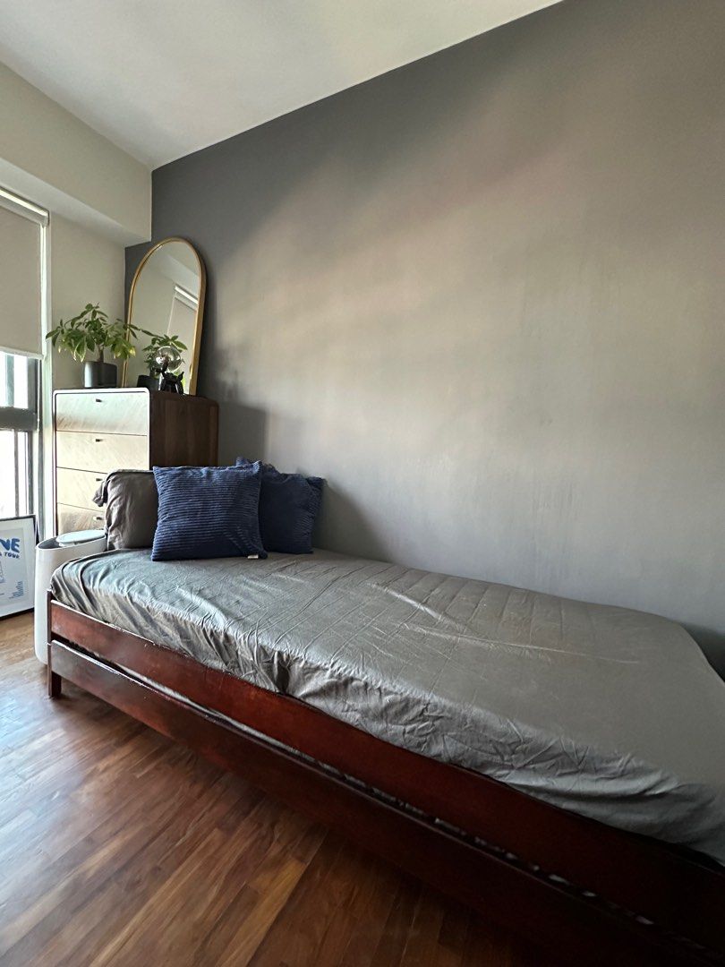 Ikea Utaker Stackable Bed (Category: Bed Frames & Mattresses) located in Singapore. Submitted by smallissa (Listing ID 1323111118, Image 2). Description: Set of 2x Ikea Utaker Stackable beds, including 2x Vannareid pocket sprung mattresses. Will include set of 2x grey mattress covers and bedsheets. Can be placed side by side to become a queen bed. Was intended for use in guest room but plans have changed - the beds are basically brand new. Please