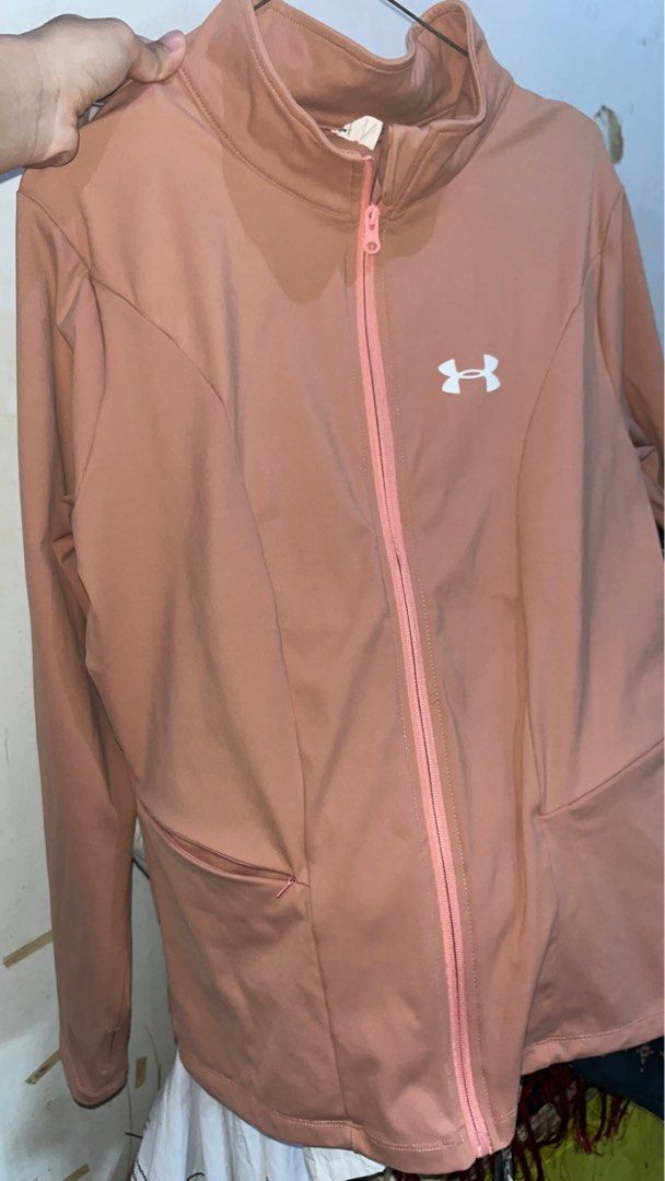 JAKET OLAHRAGA UNDER ARMOUR JAKET LARI JAKET PINK JAKET NYEREP KERINGAT DRY FIT JAKET LARI MARATHON